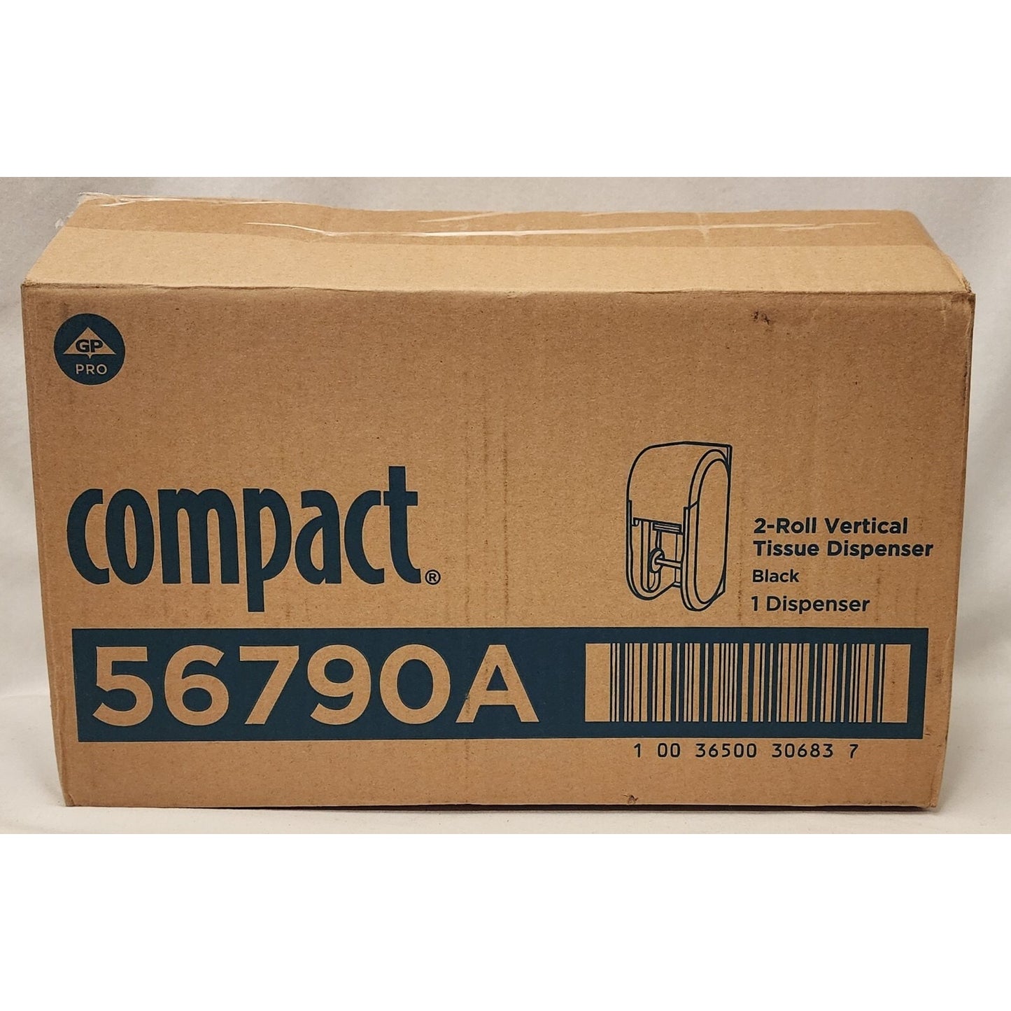 GP Pro - Compact 2 Roll Vertical Tissue (Toilet Paper) Dispenser - Black