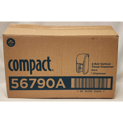 GP Pro - Compact 2 Roll Vertical Tissue (Toilet Paper) Dispenser - Black