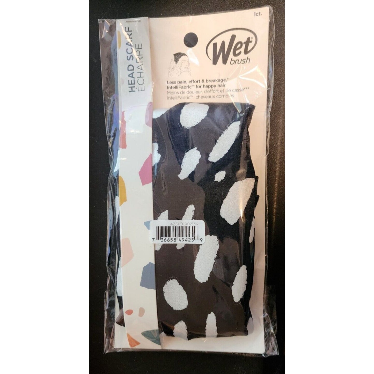 Pk of 4 - Wet Brush Head Scarf - Black & White Headwrap w/ IntelliFabric