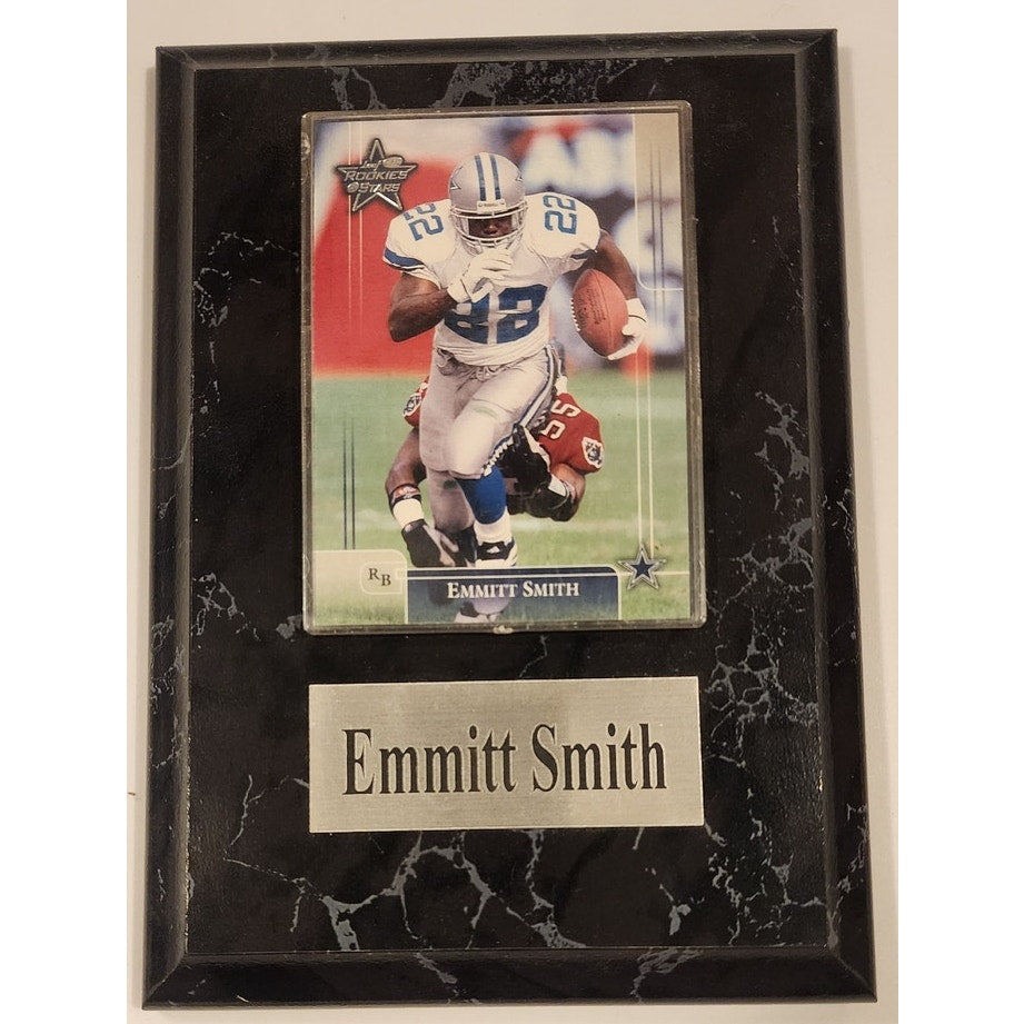 Emmitt Smith Dallas Cowboys Rookie Card Black Marble Wall Display Plaque Case