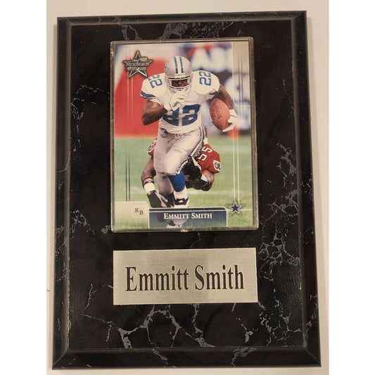 Emmitt Smith Dallas Cowboys Rookie Card Black Marble Wall Display Plaque Case
