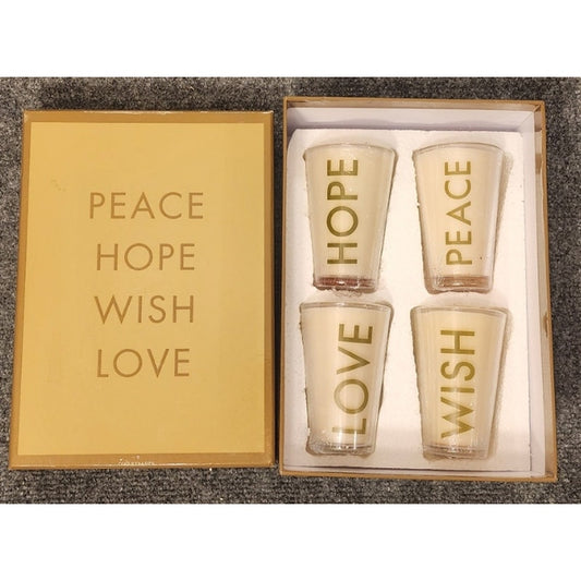 Vintage Red Envelope Good Tidings Votive Candles & Holders Set Peace Hope New