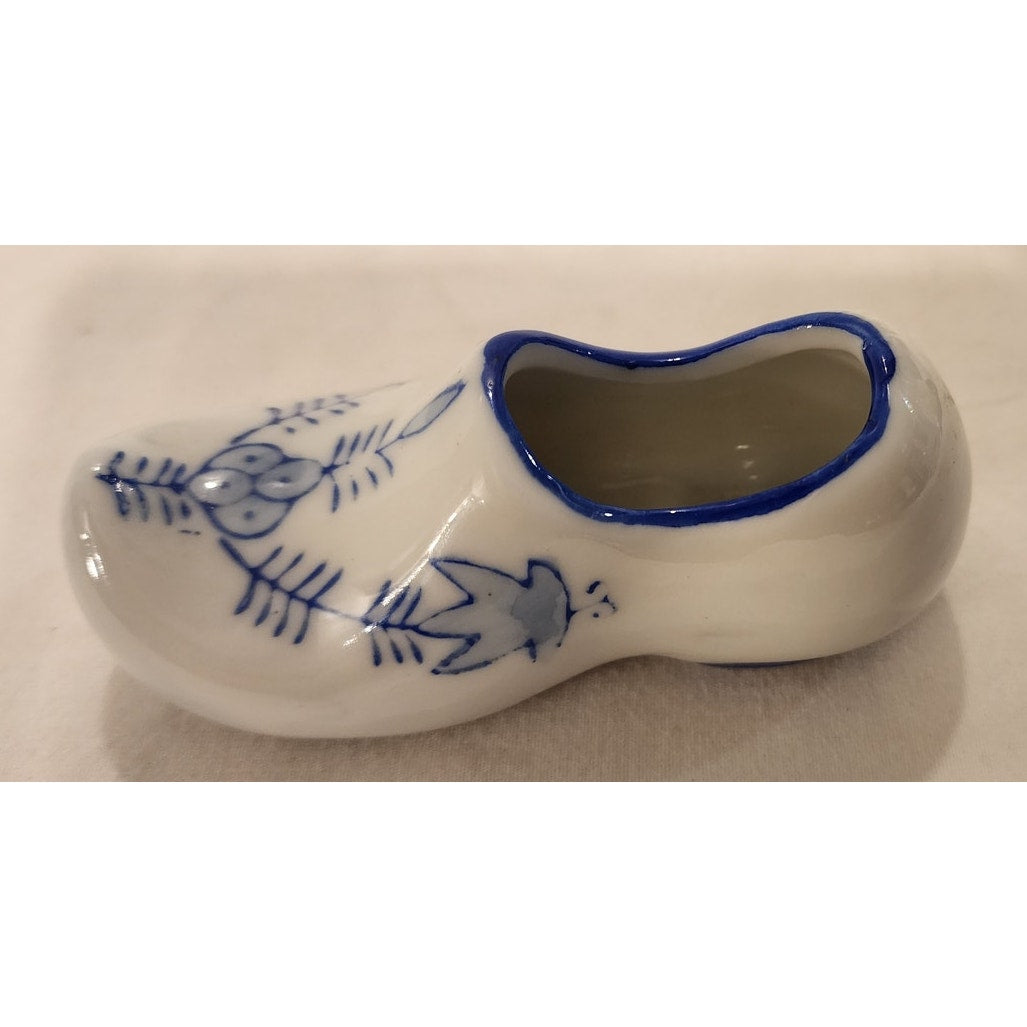 Vintage Blue & White Ceramic Dutch Clog Shoe 3.75" Japan