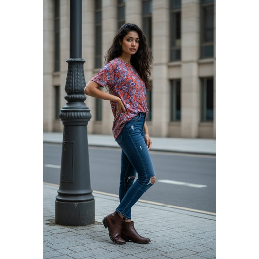 LuLaRoe - XXS - IRMA - Floral with Orange Background - NWT