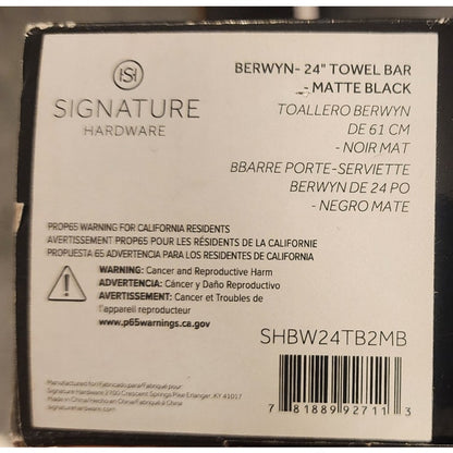 Signature Hardware Berwyn Matte Black Towel Bar Set - 18" & 24" (SHBW18TB2MB)