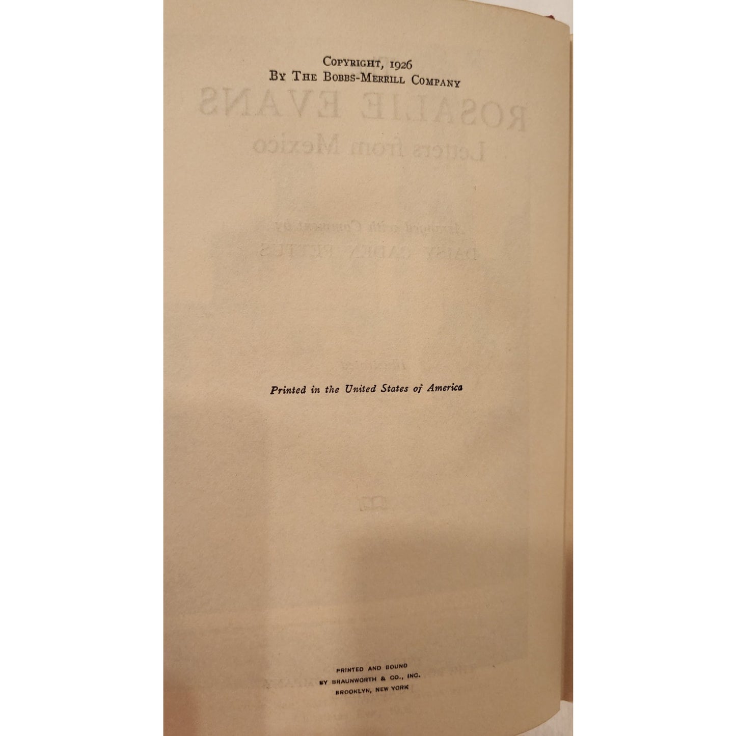 The Rosalie Evans Letters from Mexico First Edition 1926 Bobbs-Merrill Hardcover
