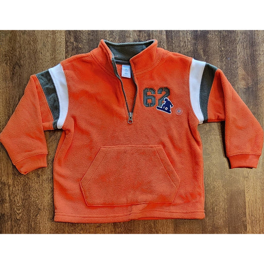 OLD NAVY Fleece Pullover Sweatshirt w/Zipper & Pockets -Orange -62, snowboard 4T