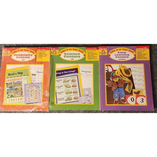 Evan-Moor Take It To Your Seat Centers Book Lot EMC 2401 5002 3716