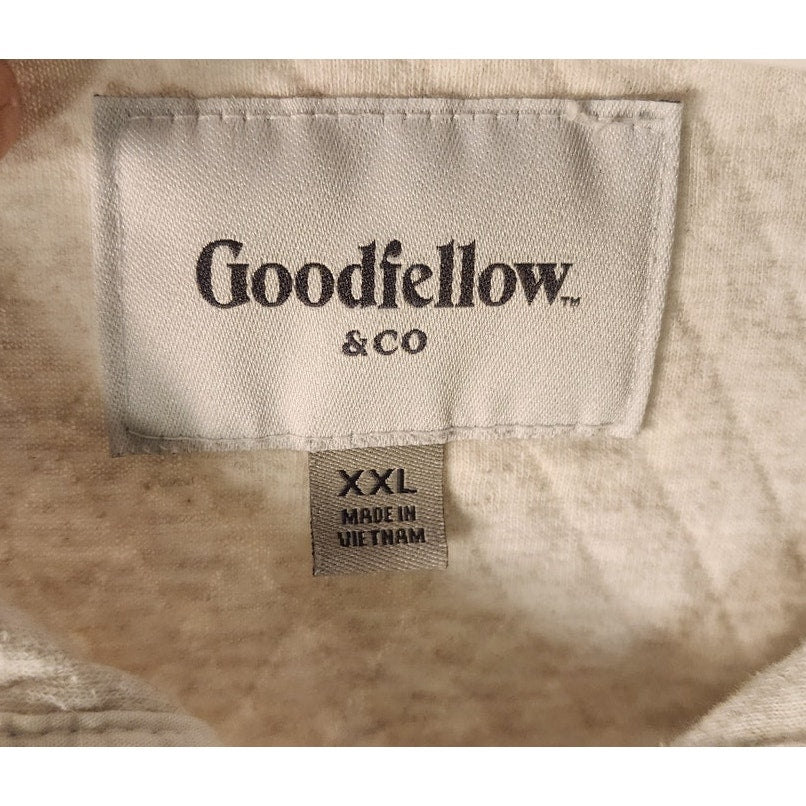 Goodfellow Co Mens Waffle Knit Quarter Snap Pullover Sweater Light Gray XXL