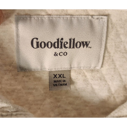 Goodfellow Co Mens Waffle Knit Quarter Snap Pullover Sweater Light Gray XXL