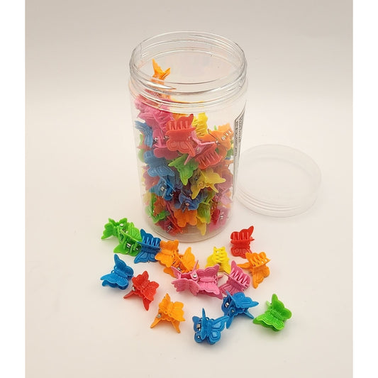 Pack of 80 - Small Butterfly Hair Clips - Assorted colors - Girls Accessories