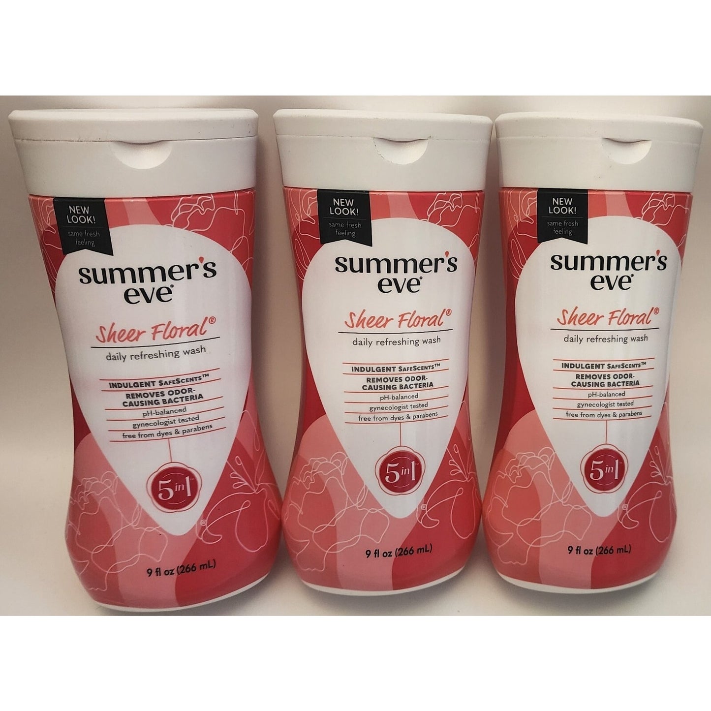 Lot of 3 - Summer's Eve Daily Refreshing Wash -Sheer Floral - 9 fl oz each - New