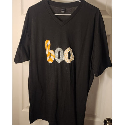 BOO Halloween Graphic Tee Black XL Tultex Ghost Sequin Candy Corn