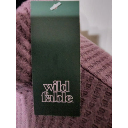 Women's Long Sleeve Turtleneck Cropped Shirt - Dark Mauve - waffle material - XS