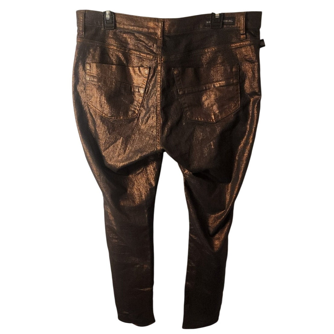 Rock & Republic Metallic Coated Jeans Women’s 16 Bronze Shiny Pants