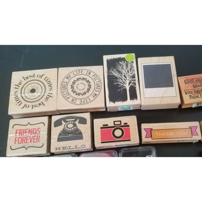 Rubber Stamp Lot,1 full alphabet, many other stamps. large, med, small - Ink too