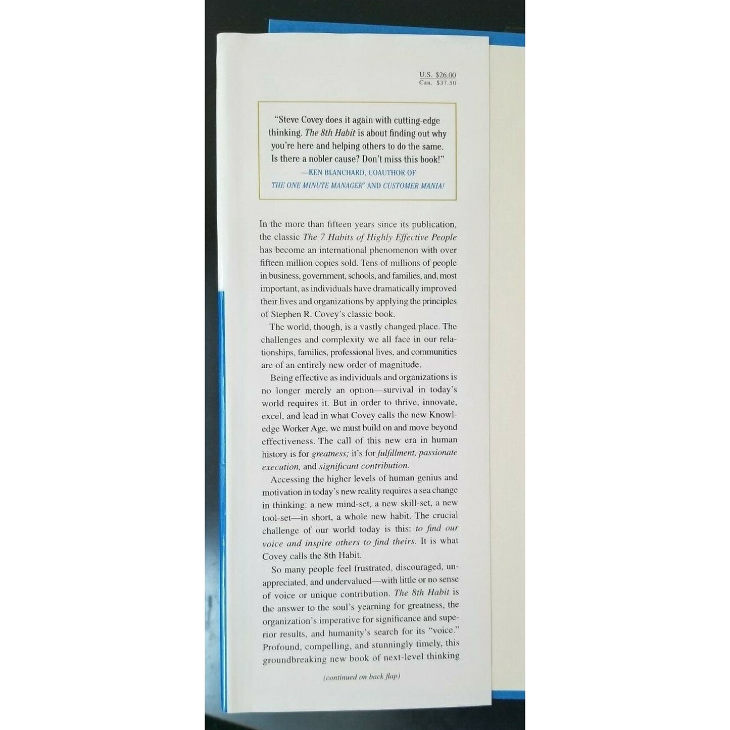 The 8th Habit: From Effectiveness to Greatness by Stephen R. Covey -Preowned