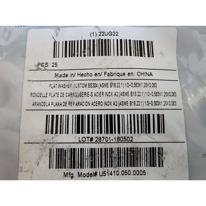 Fabory Flat Washers 1/2" X 1.25" - pack of 25 - 22UG22 - 51410.050.005