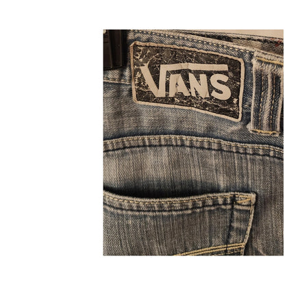 Vans Men’s Jeans 38 Distressed Blue Denim Skate Style Raw Hem