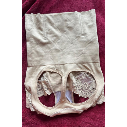 Tan High Waist Girdle with Lace front - t-back style - XXXL