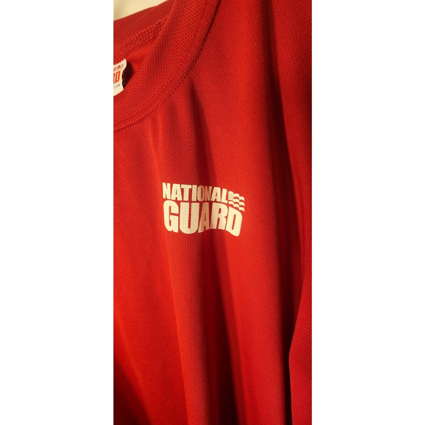 National Guard Mens Long Sleeve T Shirt Size Large Red Military Graphic Tee