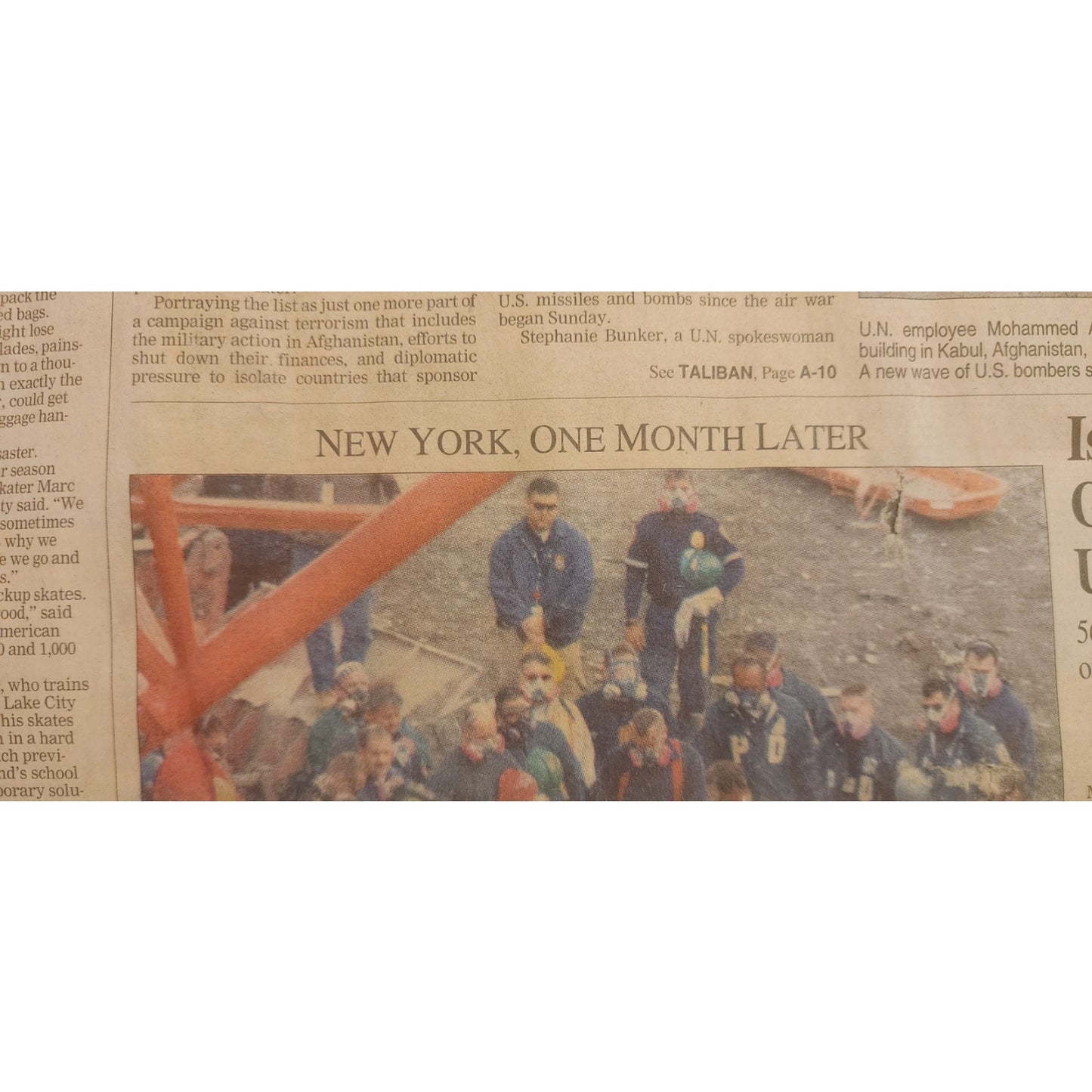 9/11 newspaper - Salt Lake Tribune 9/12/2001 - and 10/11/2001 1 month after