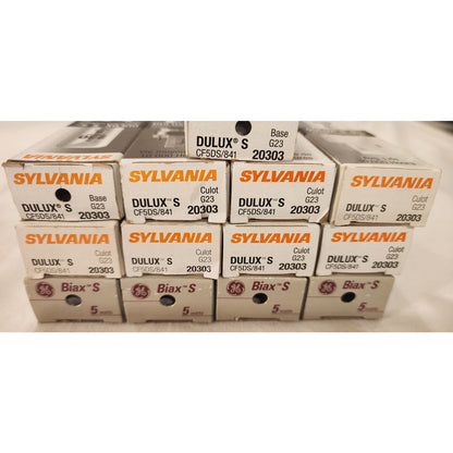 Lot of 13 Sylvania GE 5W G23 2-Pin Compact Fluorescent CFL Light Bulbs 20303 NOS