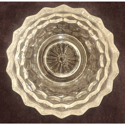 Homco USA Crystal Bowl – 5¼" Scalloped Rim Hex Pattern – Vintage Pressed Glass