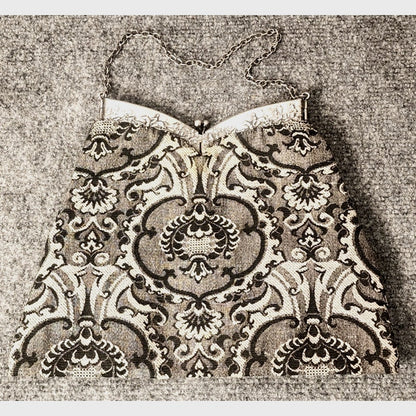 Vintage Renaissance Tapestry Purse Horsemen Raised Pattern Evening Handbag
