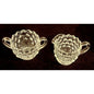 Vintage Pressed Glass Cream & Sugar Set Honeycomb Pattern Seed Bubbles 2.5" Tall