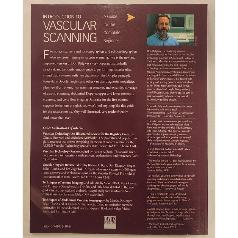 Introduction to Vascular Scanning 2nd Ed – Ridgway – Very Good