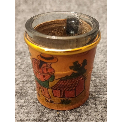 Vintage Leather Wrapped Shot Glass Ecuador Souvenir Barware