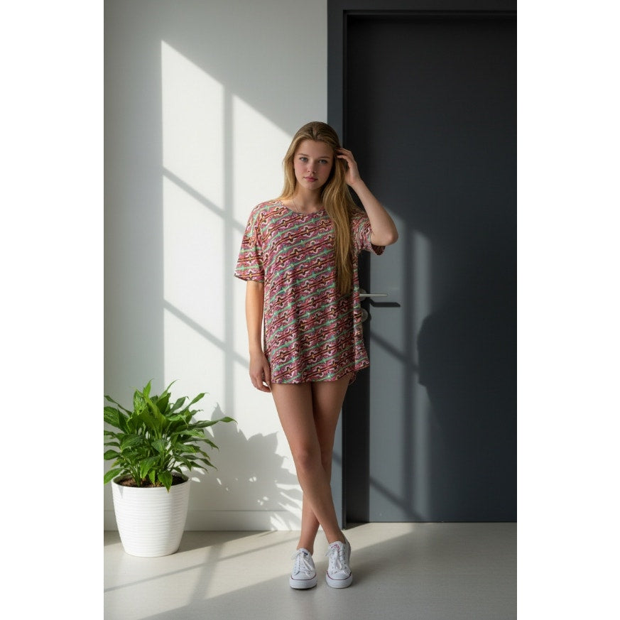 LuLaRoe - XS - IRMA - Green, Orange Yellow Diagonal Stripes - NWT