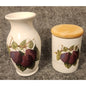 Portmeirion Pomona Grapes Cherries Vase 6.5" & Covered Jar Pot Wooden Lid 4.75"