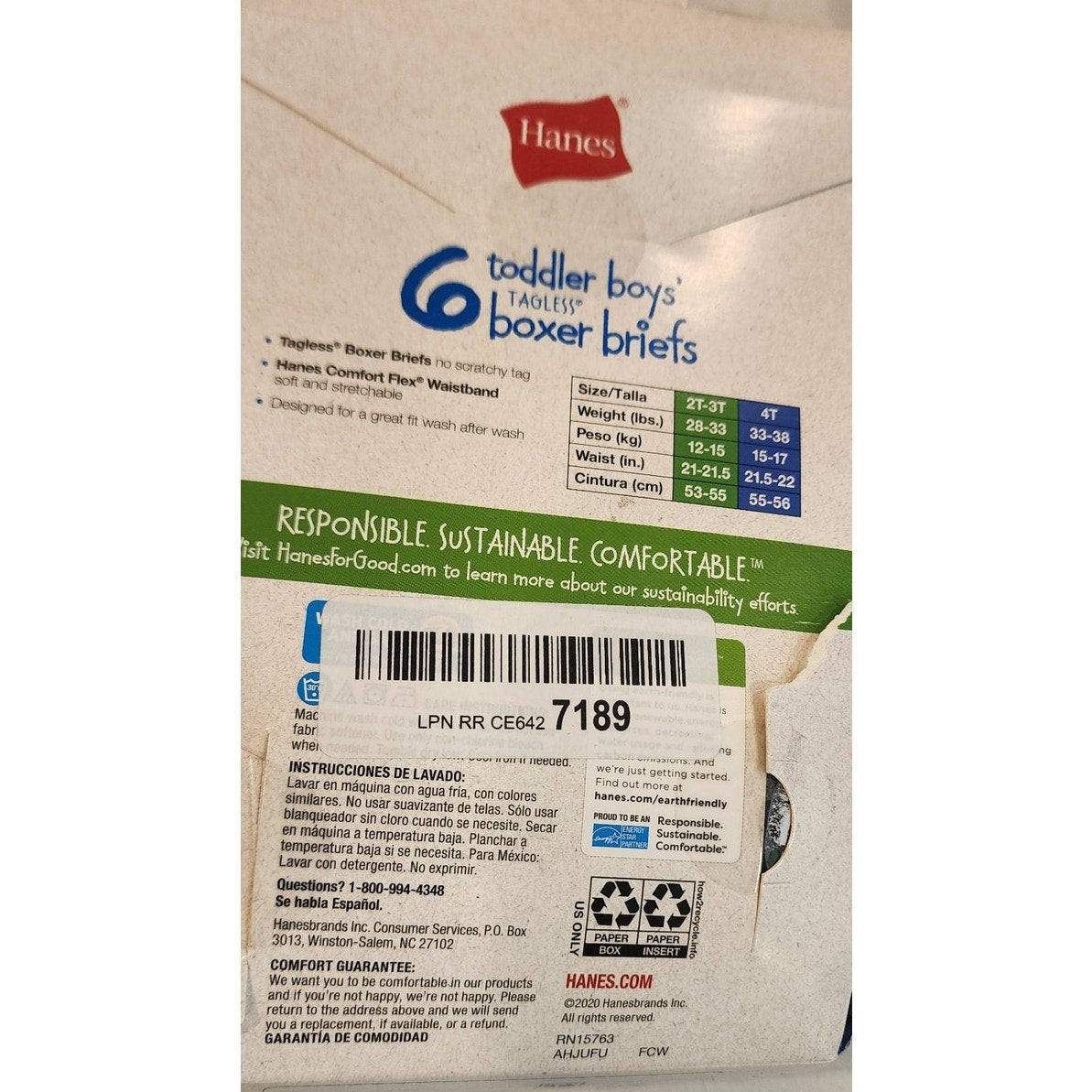 Hanes Toddler Boys Boxer Briefs 6 Pack Size 4T New Damaged Packaging