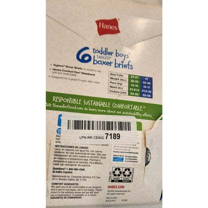Hanes Toddler Boys Boxer Briefs 6 Pack Size 4T New Damaged Packaging