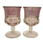 Vintage Indiana Glass Kings Crown Cranberry Flash Thumbprint Goblets Set of 2
