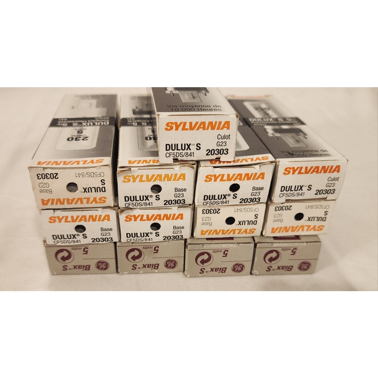 Lot of 13 Sylvania GE 5W G23 2-Pin Compact Fluorescent CFL Light Bulbs 20303 NOS