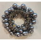 Vintage - Acrylic Faux Pearl - Silver Cluster - Stretch Elastic - Bracelet