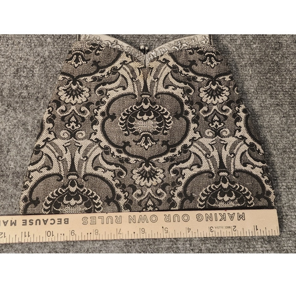 Vintage Renaissance Tapestry Purse Horsemen Raised Pattern Evening Handbag
