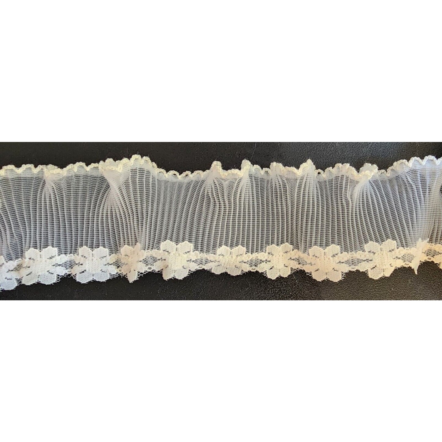 2" Ruffled Gathered - White Daisy Lace Trimming - 24 Yards! (bad Lighting)
