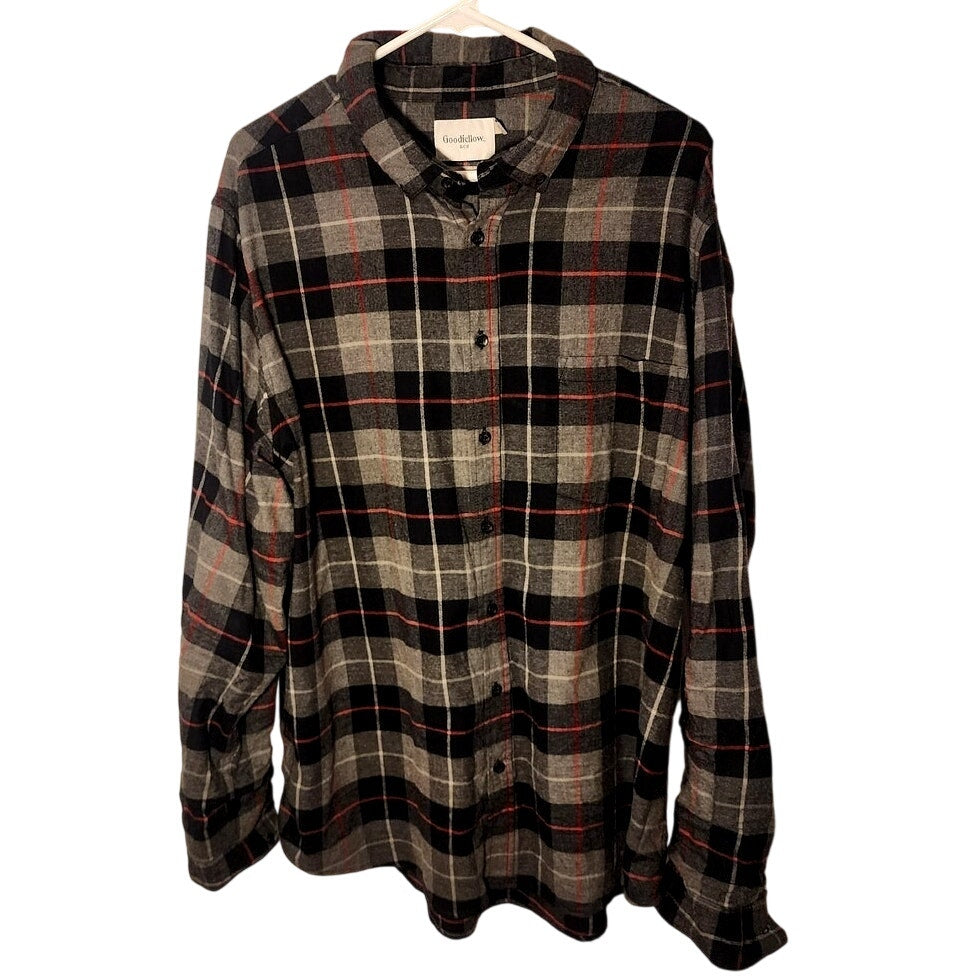 Goodfellow & Co Mens XXL Plaid Long Sleeve Flannel Casual Button Down Shirt