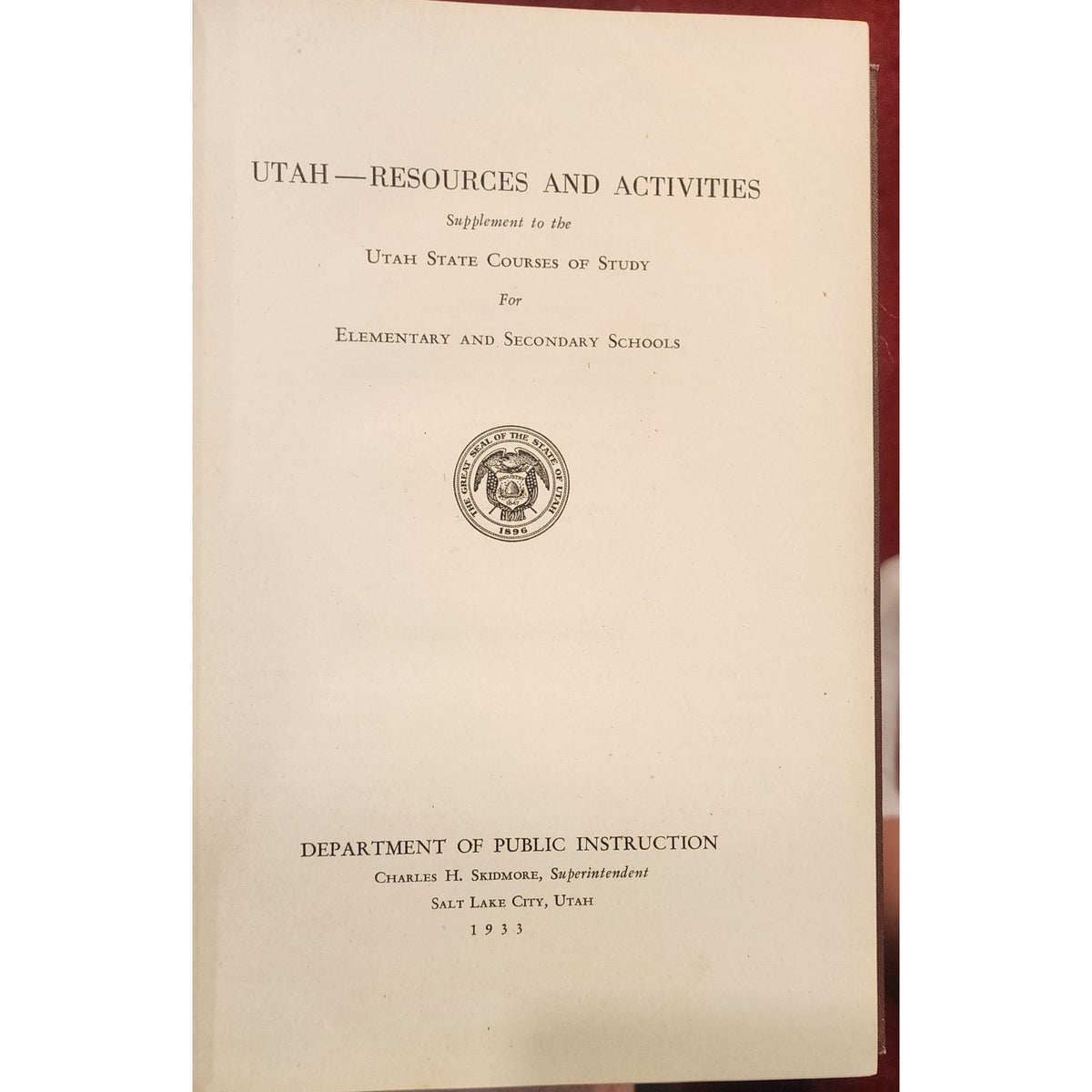 Utah Resources and Activities 1933 Vintage History Geography Book Illustrated