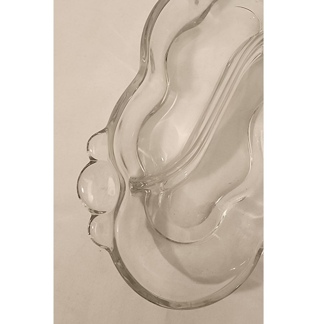 Vintage Bubble Glass Divided Dish – Two‑Section Relish/Serving Dish – Clear