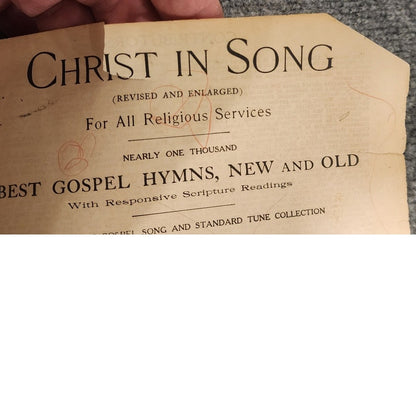 Christ in Song F E Belden 1908 Hardcover Hymnal Cloth Bound Antique SDA
