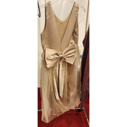 KaQinini Girls Champagne Tulle & Satin Formal Dress - Back Bow - Size 12Y - New