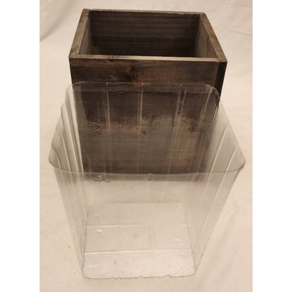 Rustic Woodland Planter Box with Plastic Insert - Abt. 7"X7"X7" - Opening 6X6"