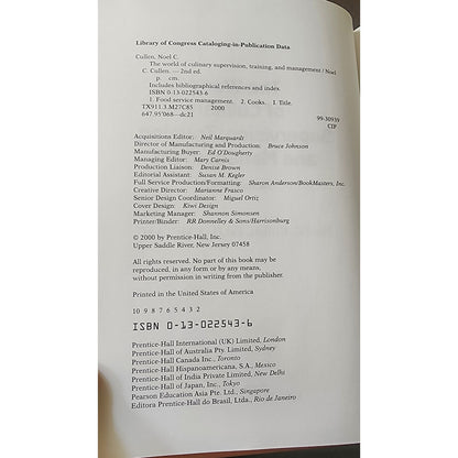 Culinary Supervision & Training Textbook 2nd Edition by Noel Cullen