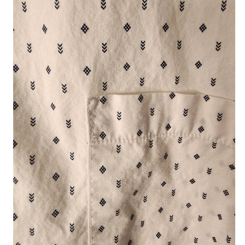 Goodfellow Co Mens XXL Short Sleeve Button Shirt White Geometric Micro Print