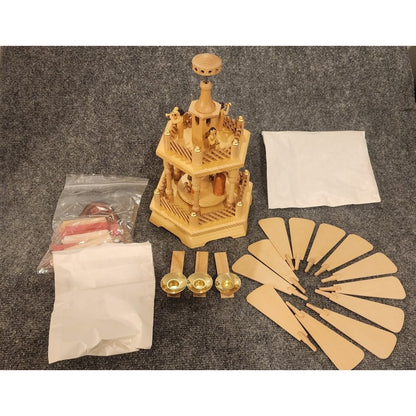 Echt Erzgebirge Holzkunst German Wooden Christmas Pyramid Carousel 12" Open Box